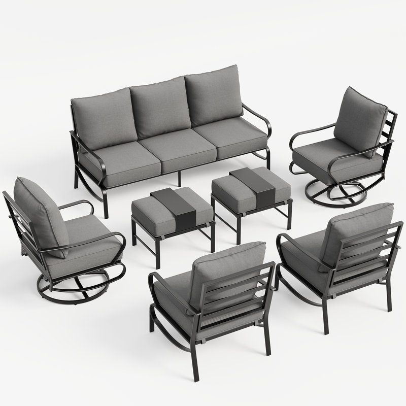 Vanwagenen 5-Person Patio Conversation Set With Cushion, Gray