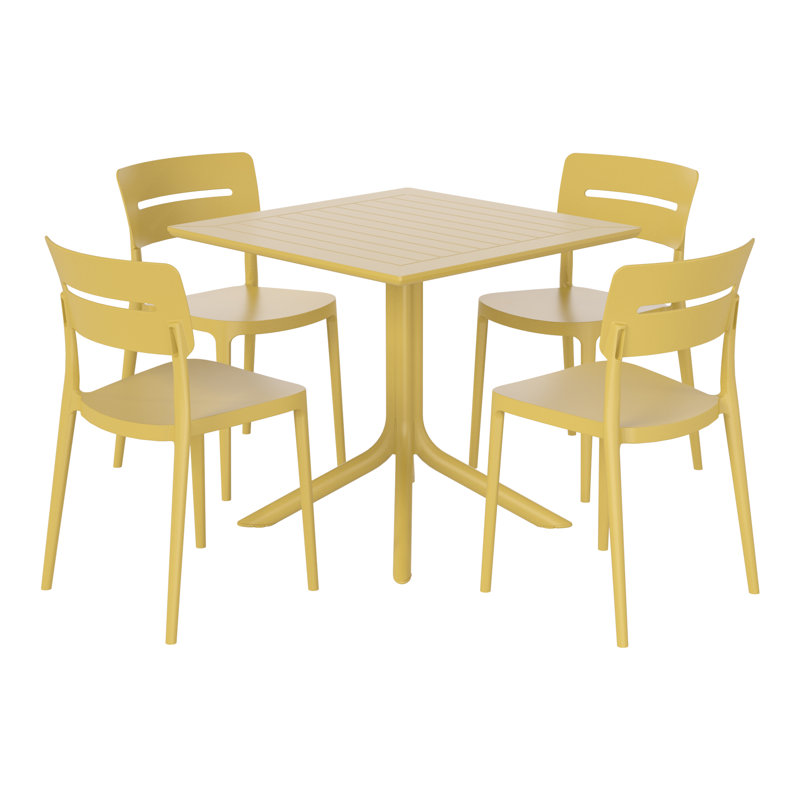 Ensemble repas carré pour 4 personnes, Jaune