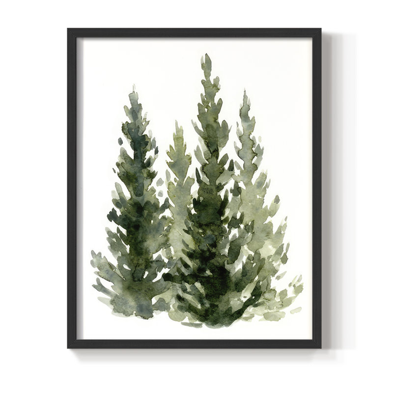 «Simple Evergreen II», reproduction encadrée - bois massif, Noir, noir, noir, noir, H 30 po x l 24 po