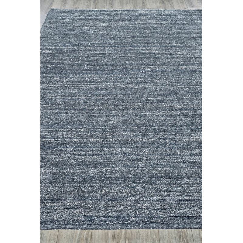 Rectangle Plush Solid Color Hand-Knotted Wool Area Rug in Charcoal, Rectangle 12' x 15'