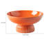Ribbed Pedestal Fruit Bowl, Wide Basin, Glazed Orange Ceramic 11 Inch
