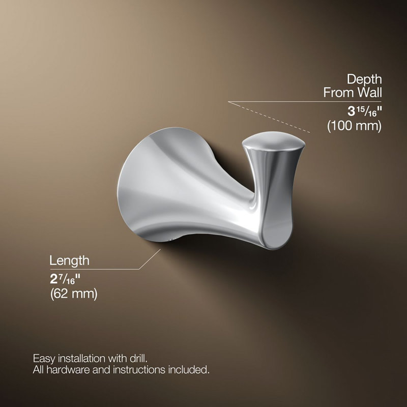 Buckley Robe Hook, Polished Chrome