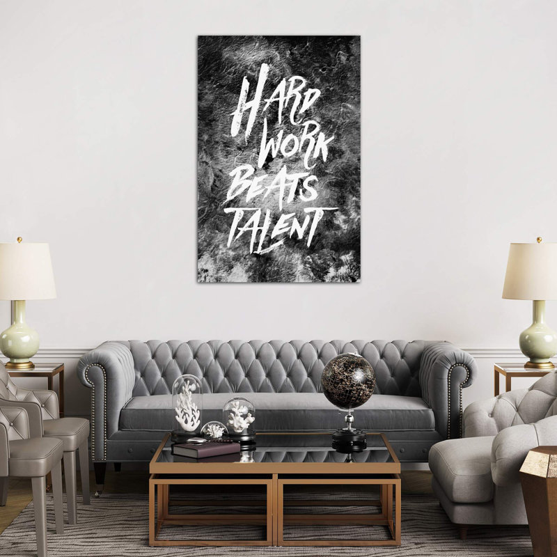 Hard Work Beats Talent - Print on Canvas, 66.04 cm H x 45.72 cm W x 3.175 cm D, Wrapped Canvas
