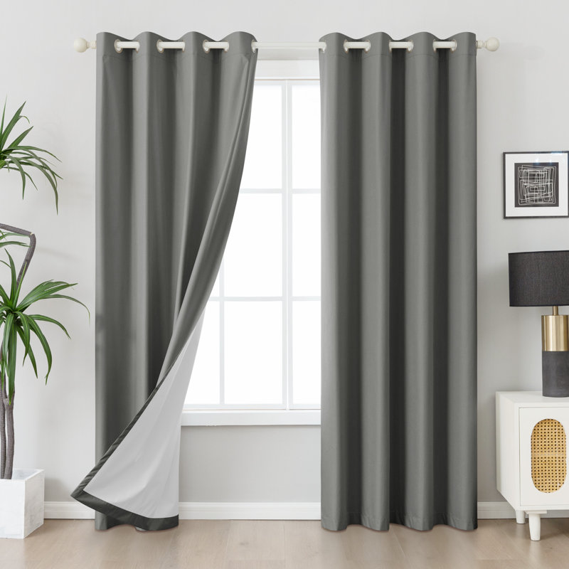 Paire de rideaux en polyester doux 100% occultant avec œillets, L 52 po x L 96 po, Orange