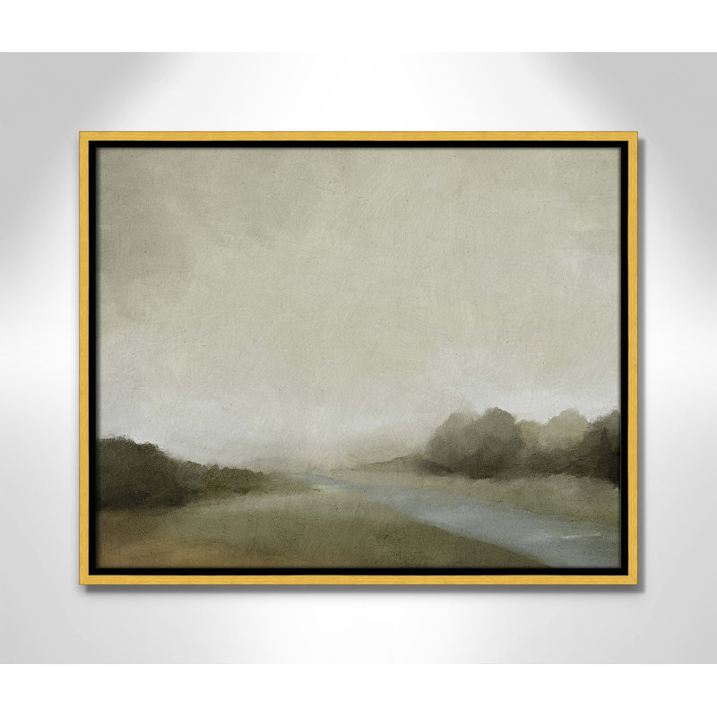 Vanora "Lovers Creek" Watercolor Floater Frame Painting , 17.5" H x 21.5" W, Gold