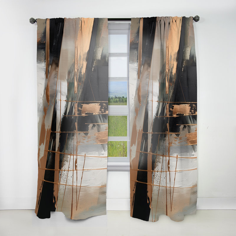 Brown And Black Beyond Boundaries III - Modern Room Darkening Abstract Curtain - 1 Panel, 52" W x 63" L
