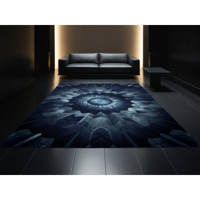 Tapis bleu moelleux moelleux Art Deco