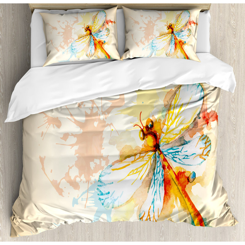Dragonfly Modern & Contemporary Polyester Duvet Cover, Queen