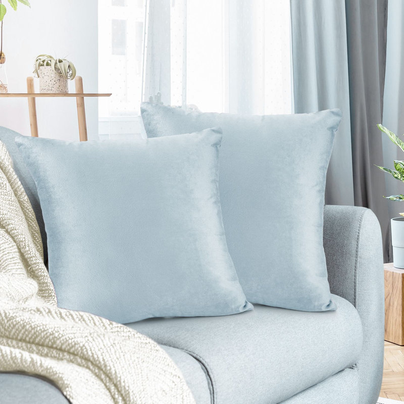 Housse de coussin décoratif en velours , Bleu glacier, 26 po x 26 po