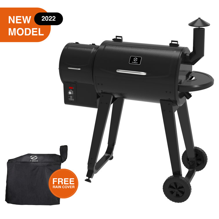 Z Grills Wood Pellet Grill Smoker, 8 in 1 Portable BBQ Grill with Automatic Temperature Control, Foldable Front Shelf, Rain Cover, 459 Sq in Cooking