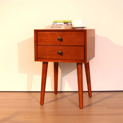 Modern Nightstand With 2-Drawers, Angled Design, And Easy-Glide Storage For Compact Spaces