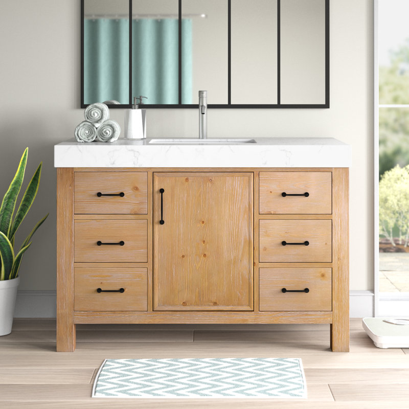 Ensemble de meuble-lavabo simple 48 po Barney, Brun, Blanc, Noir mat