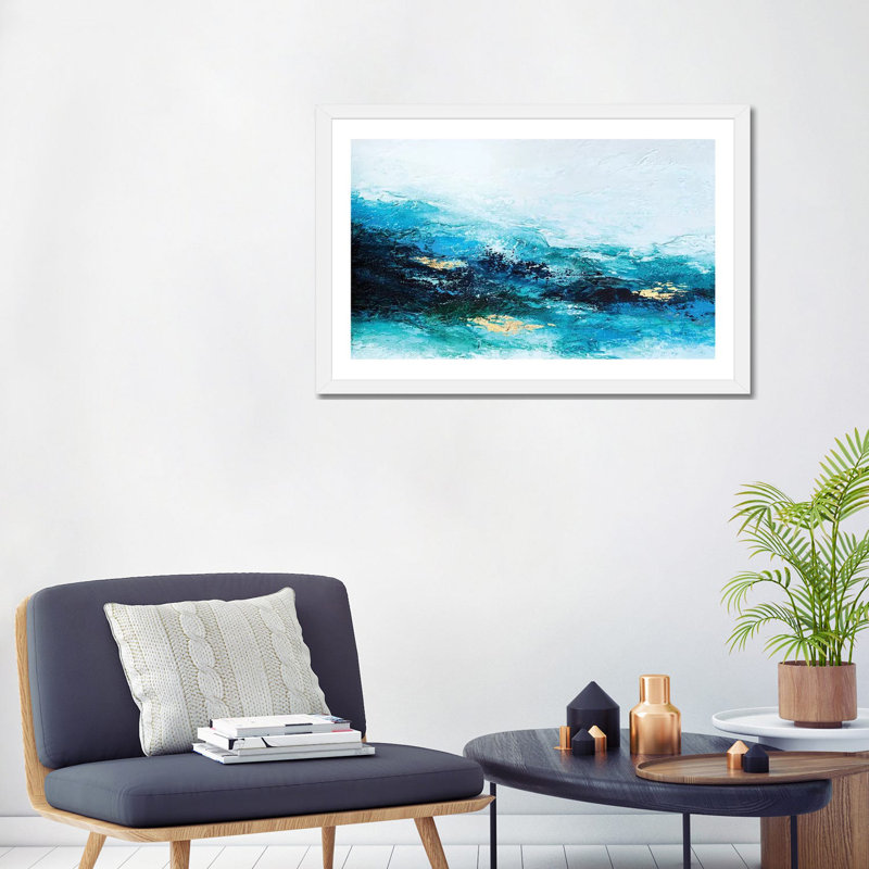 «Flourish Wave» par Spell rebond Fine Art - impression d'art graphique, White Paper, 24" H x 32" W x1" D, Blanc