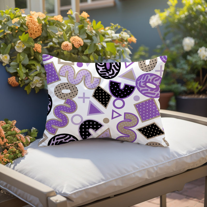 Coussin lombaire intérieur / extérieur Trixel, Rectangle H 18 po x l 25 po, Noir