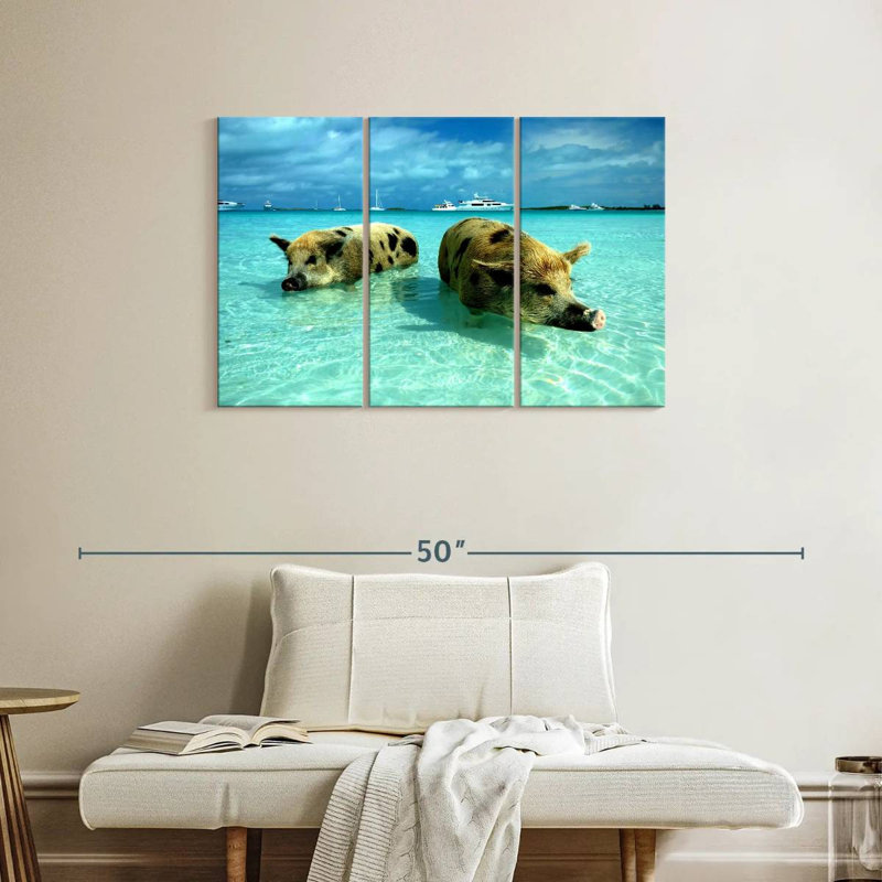 Brampt Sea Swimming Pigs, 24" H x 38" W