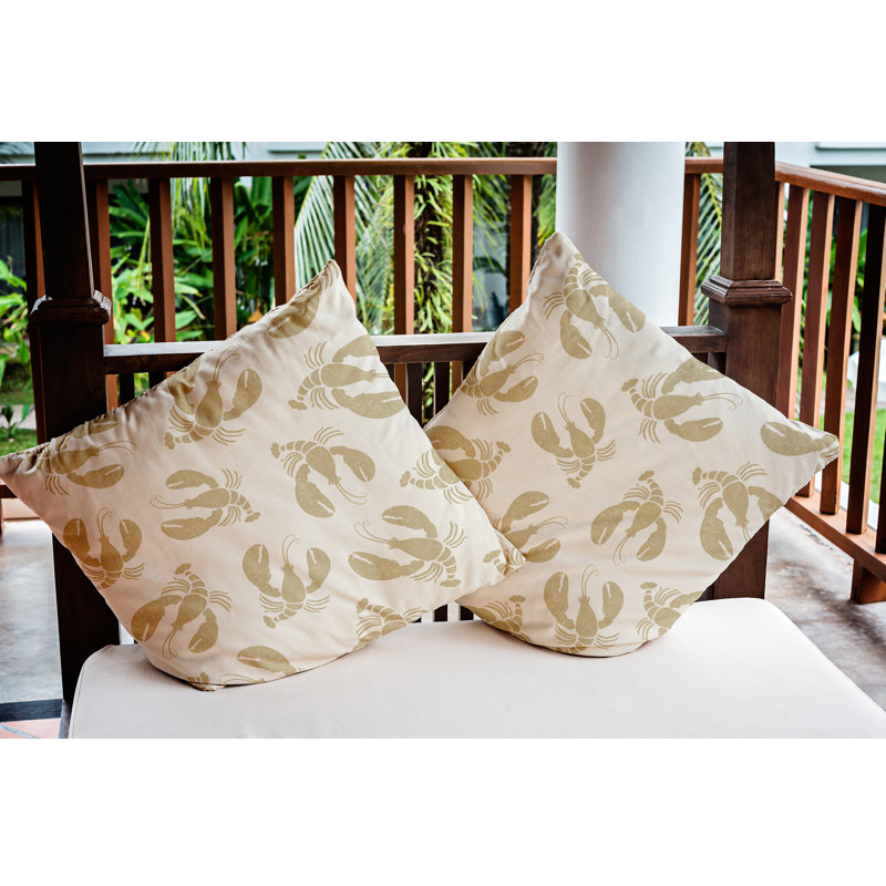 Coussin décoratif Ludwig Lobster Fest Coastal, 20 po x 20 po, Taupe