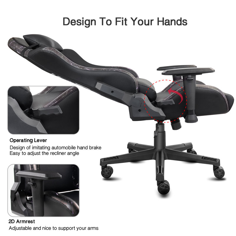 Inbox Zero Adjustable Reclining Ergonomic Swiveling PC & Racing Game Chair in Black