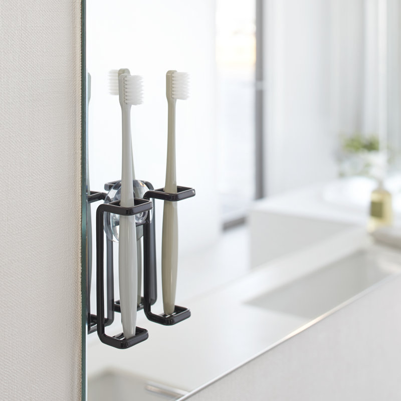 Black Steel Suction Cup Toothbrush Holder
