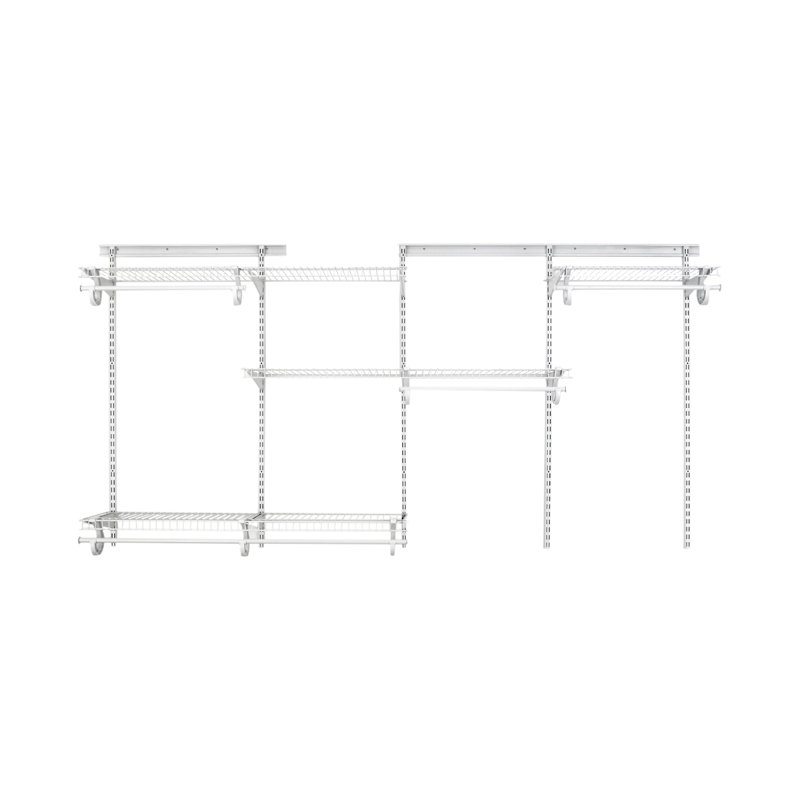 Adjustable ShelfTrack Wardrobe or Utility System and Clothes Rail Heavy Duty White Wire Shelf Kit