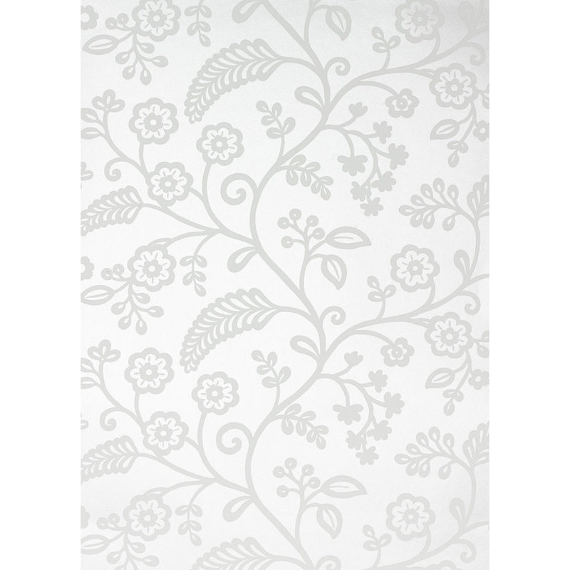 Denbury 32.97" L x 20.47" W Wallpaper Roll, Silver/White