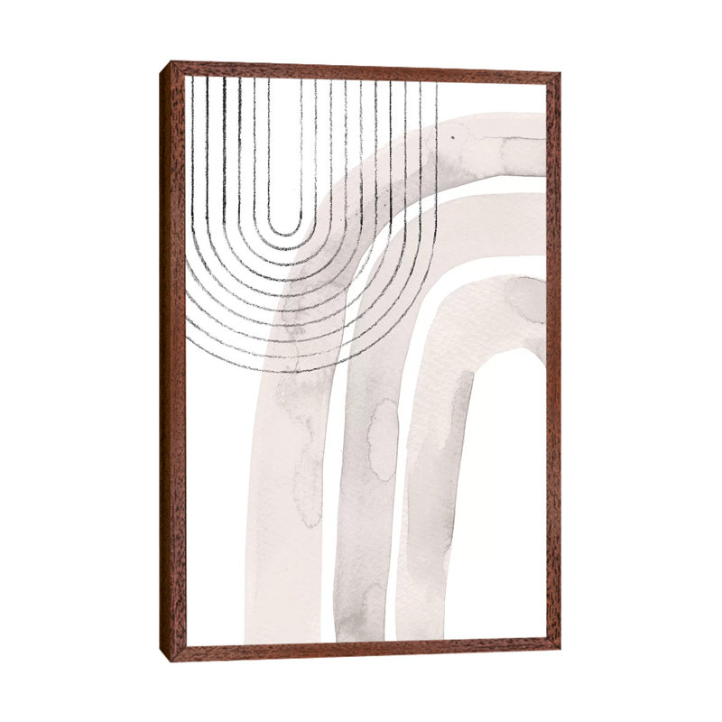 Abstract Rainbows 1 Piece Painting on Canvas, 66.04cm H x 45.72cm W x 3.81cm D, Classic Brown Wood Framed