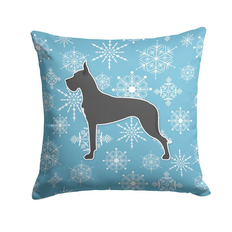 Coussin intérieur/extérieur en flocons d’hiver, H 14 po x l 14 po x P 3 po