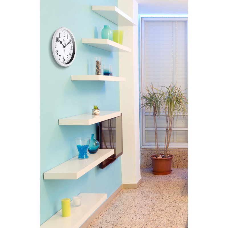 Classic Round Plastic Wall Clock 10-Inches, White