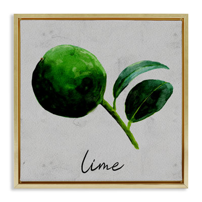 Kitchen Lime With Leaf Framed Floater Canvas Wall Art By Regina Moore