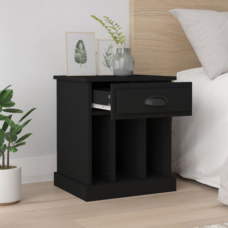 Pilot 1 Drawer Bedside Table, Black, Individual