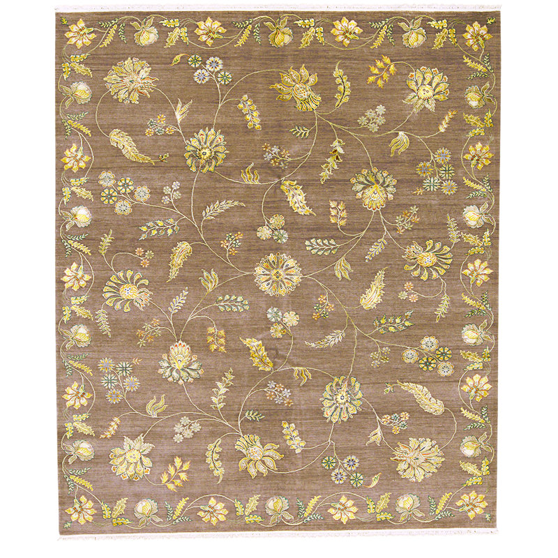 High-Quality Hand-Knotted Brown Area Rug