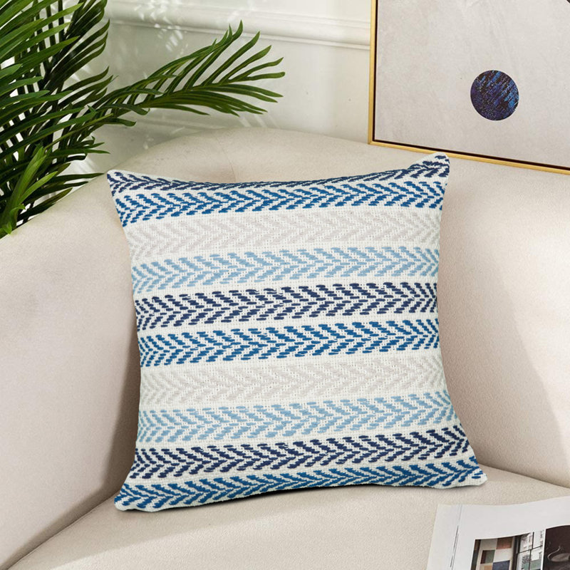 Ensemble de coussin décoratif en coton tissé à la main, Bleu, Polyester / bourre de polyester