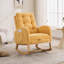 Chaise berçante d'appoint jaune avec repose-pieds et pieds en bois d'hévéa à haut dossier-1745935848