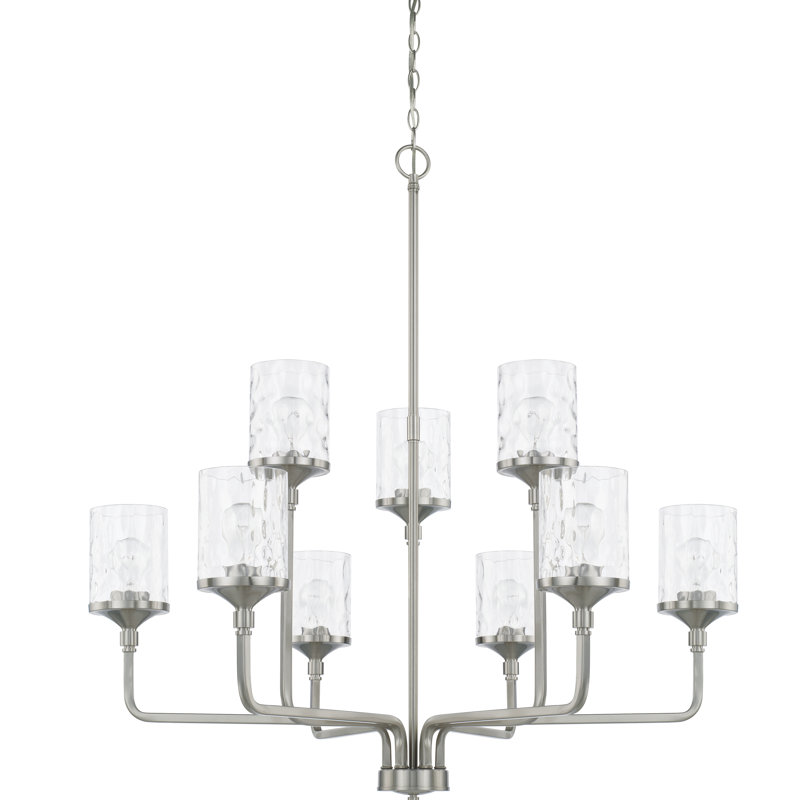 Colton Dimmable Classic / Traditional Chandelier, Brushed Nickel, 9