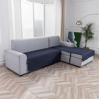 Housse de canapé imperméable 1 pièce bleu marine - Protecteur antidérapant et lavable pour canapé modulaire en L à 3 coussins