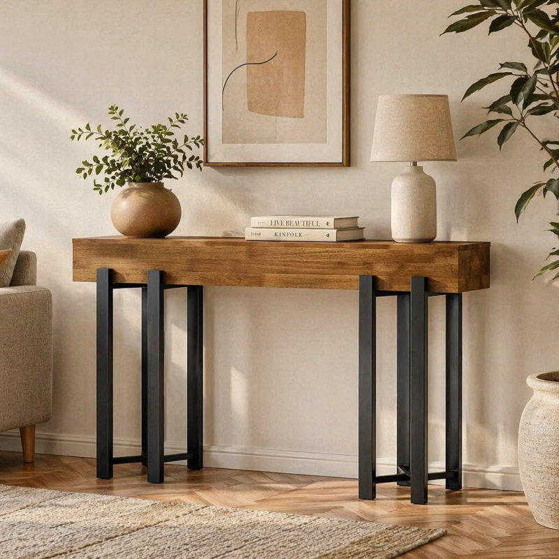 Table de vestibule, console rustique, table de couloir, table de canapé, tablette de présentation