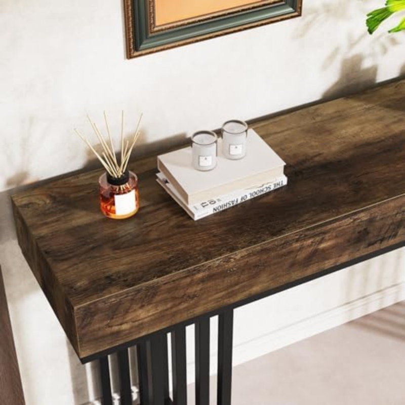 Console industrielle pour hall d'entrée Deljunco, Bois brun