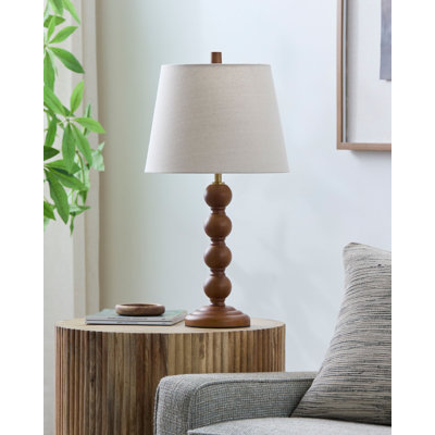 Lampe de table en bois massif 1 lumière Hananiah