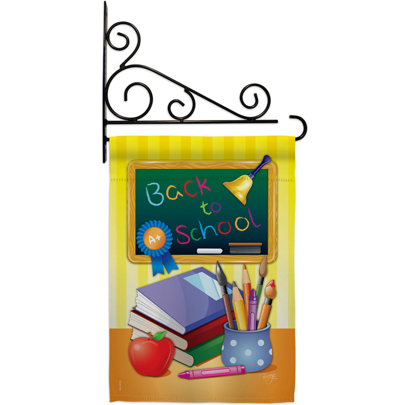 « Back to School impressions » en polyester décoratif 2 faces 19 x 13 po Ensemble de drapeaux