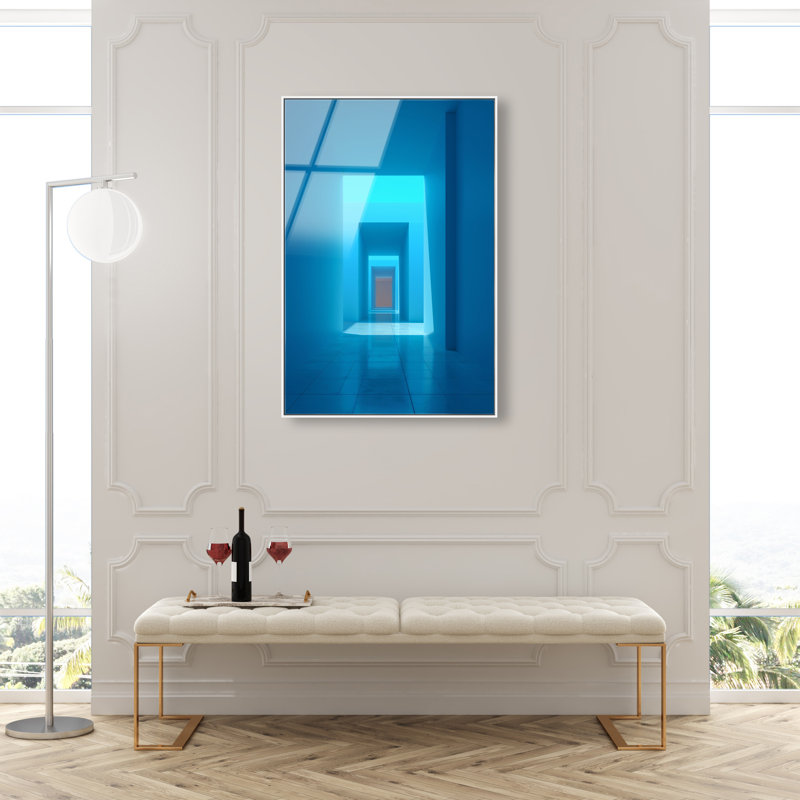 Cerulean Corridor II Print, 46"H x 31"W, White Floater Frame