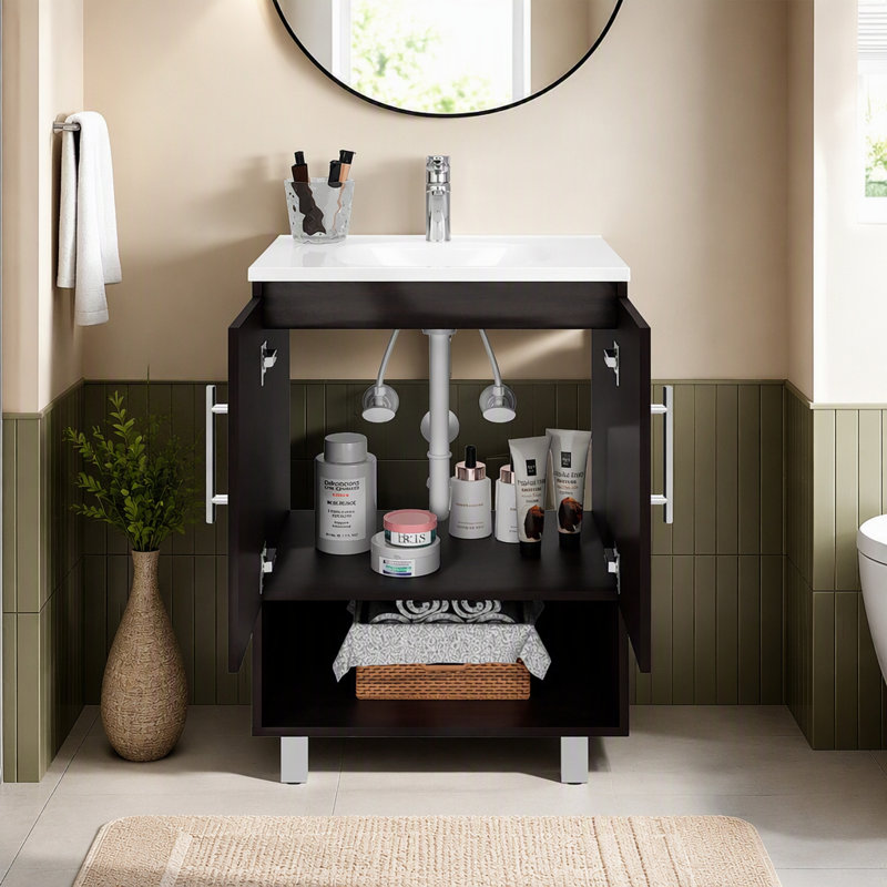 Meuble-lavabo Conrad Kronos Wengue, noir, pour salle de bain