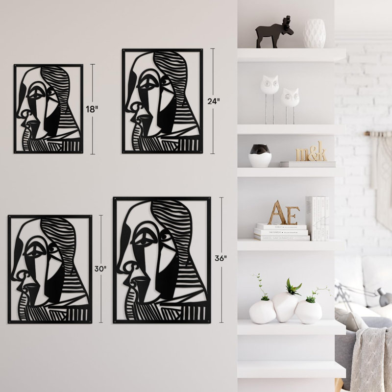 Décoration murale en métal, H 18 po x l 12 po x P 0,05 po, Noir
