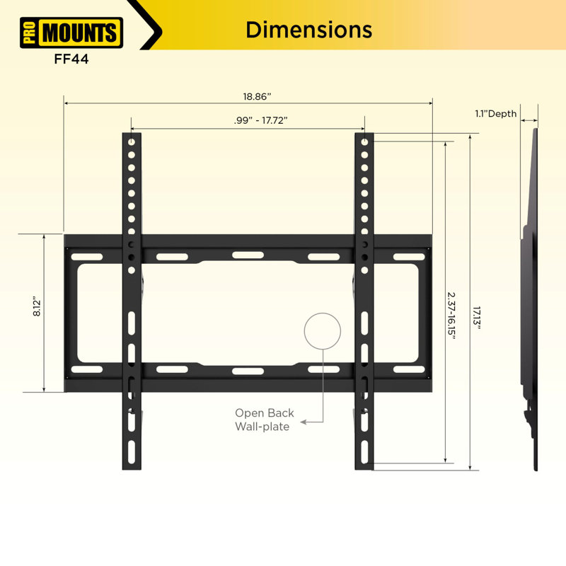 Fixation murale à profil bas pour écrans plats de 32 à 55 po - Conception ultra mince, compatible VESA universel, support en acier robuste