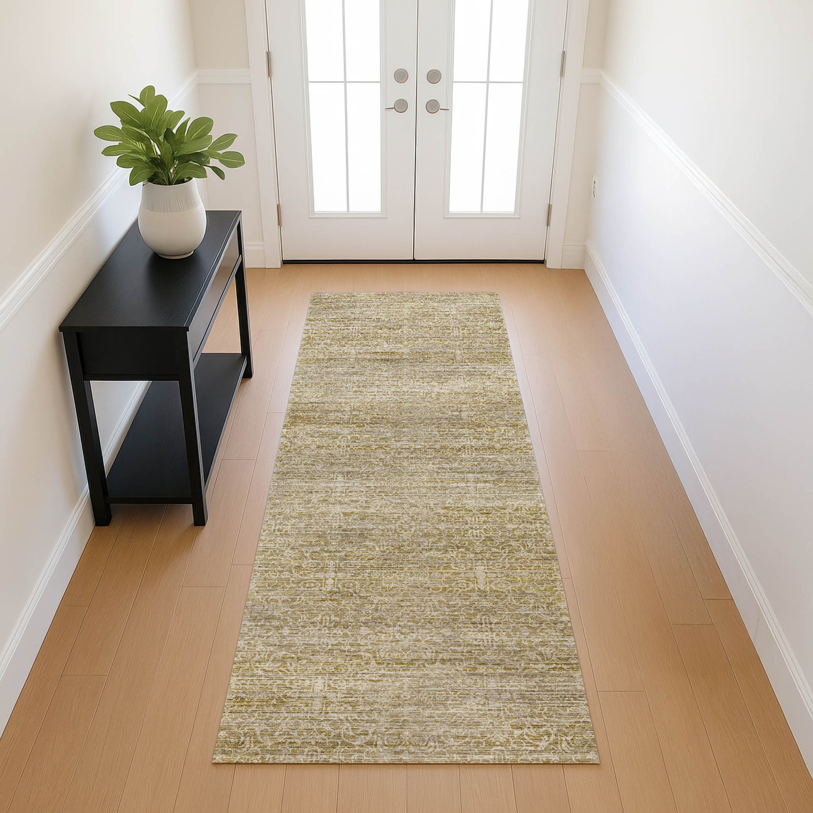 Premium Machine Washable Tirico Casual Rug, Linen, 2'3" x 7'6" Runner