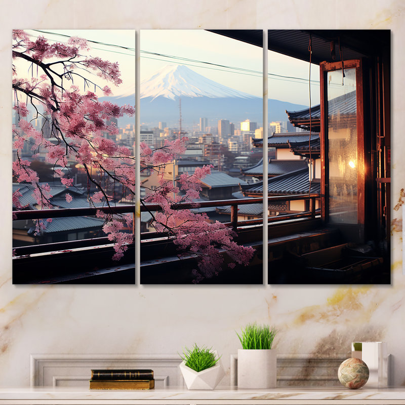 Japon, fenêtre sur la ville, vue sur la sérénité - Japon, art mural, Toile tendue, H 32 po x l 48 po x P 1 po