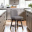 Tabouret de bar ou de comptoir Dunamuggy en bois de chêne avec siège en tissu - ensemble de 2-113291111-113291110-113291105