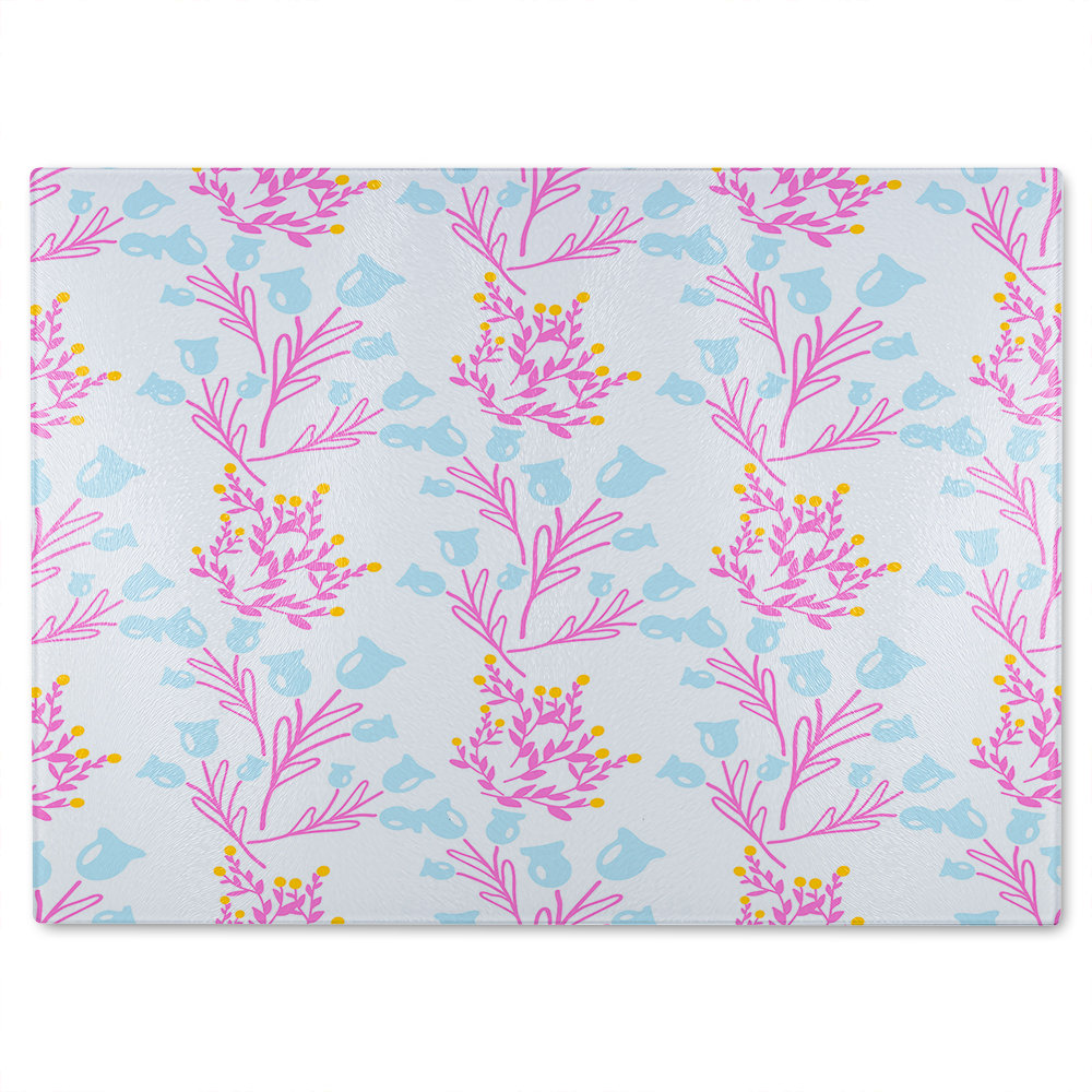Flower Design Glass Chopping Board