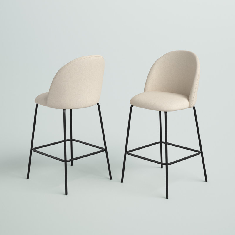 Ballance 25'' Upholstered Low Back Counter Stool, Bingo Beige Performance