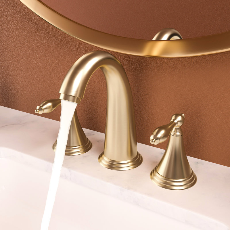 Robinet de salle de bain à 2 poignées de couleur dorée - 3 trous avec drain escamotable et conduites d'alimentation en eau pour les égratignures de corrosion pour différents styles d'évier