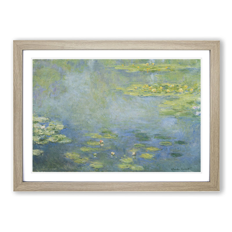 Water Lilies Lily Pond Vol.28 by Claude Monet - Picture Frame Painting, 48cm H x 65cm W x 2cm D, Oak