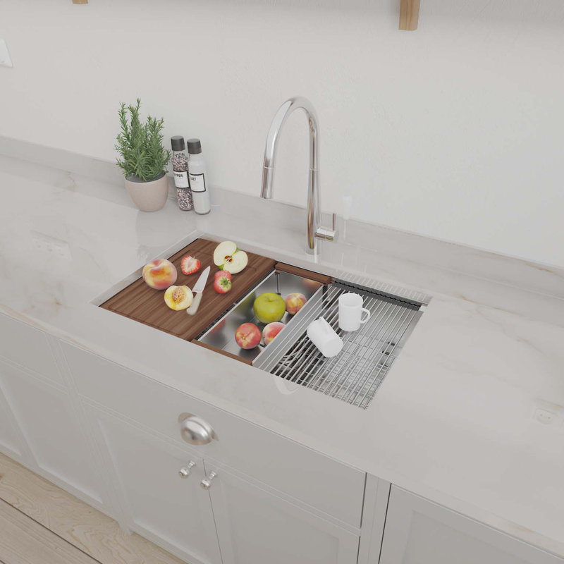Évier de cuisine 32 po x 19 po en acier inoxydable de qualité supérieure